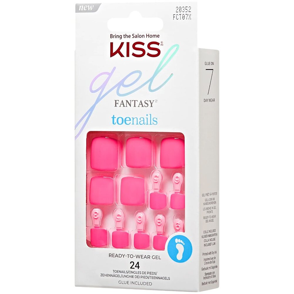 Kiss Gel Fantasy Toenails Pedicure Kit - No Fear (Solid Pink)